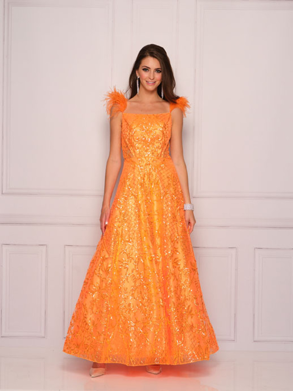 neon orange prom dress